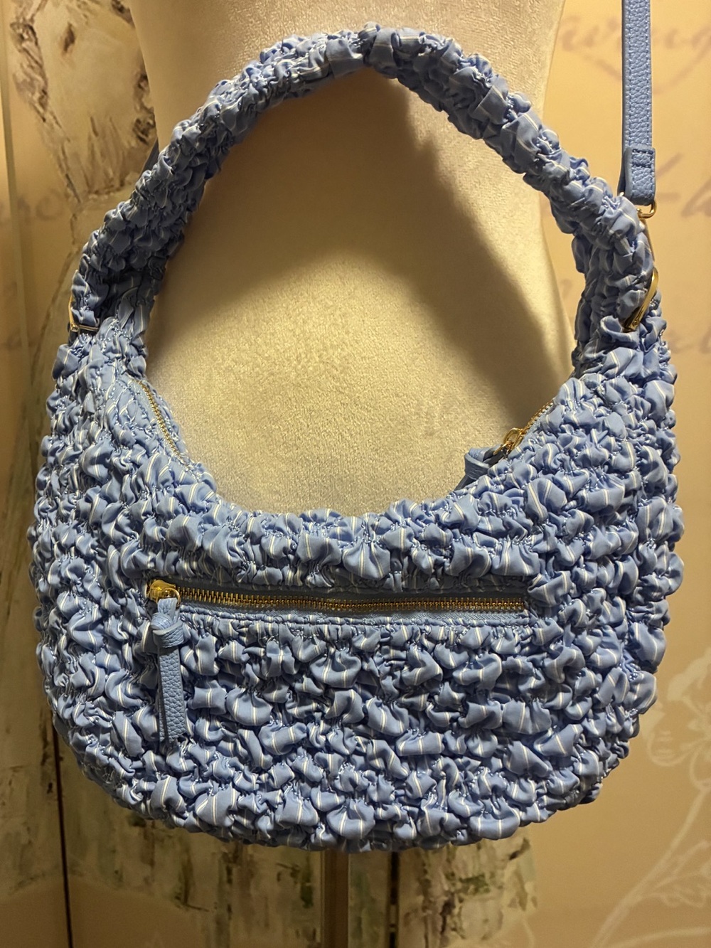 New w/o tag On 34th Light Blue Ruched Shoulder Bag